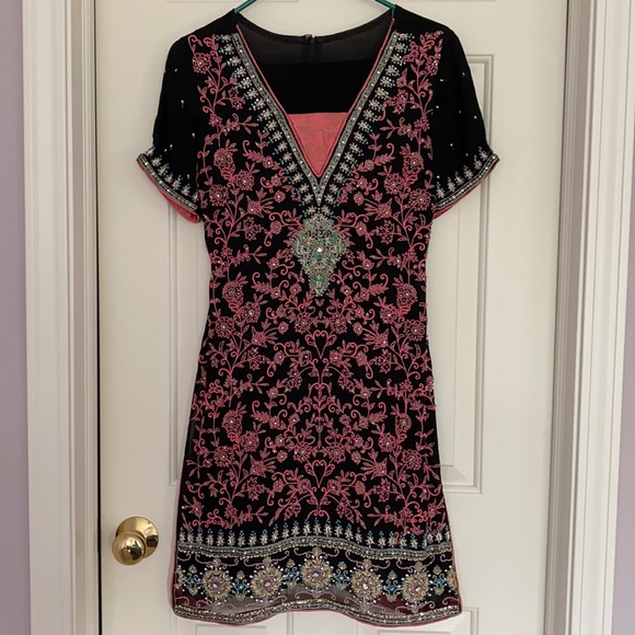 Black & Pink Heavily Embellished 3-Piece Suit - Picture 1 of 12